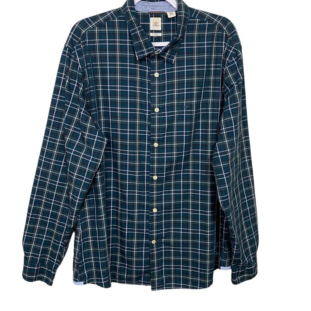 Dockers - Fitted Cotton Green Check Shirt - Size XL